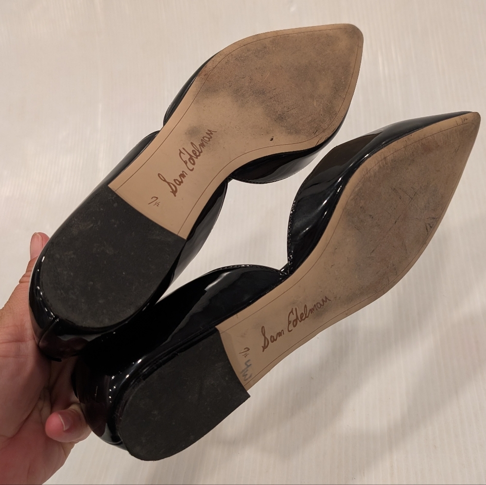 SAM EDELMAN Women's Black Patent Leather Dorsay Pointed Toe Flats Size 7.5 - Picture 8 of 11